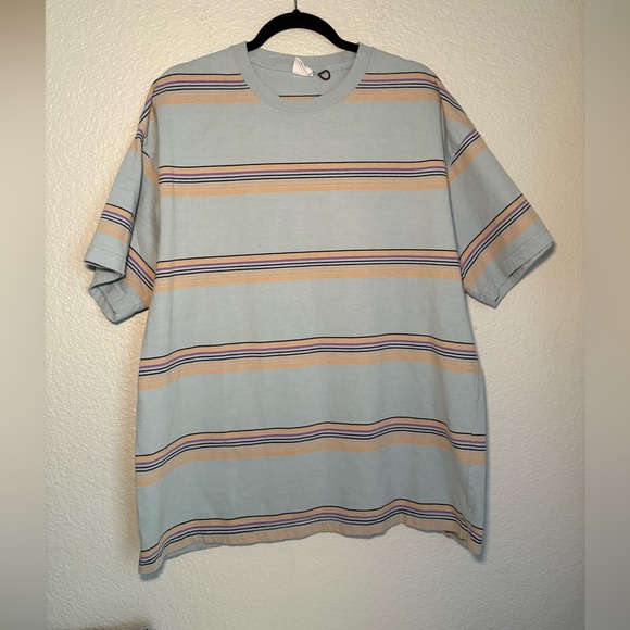 UO Dillon Open Variegated Stripe Tee Blue Large - Picture 1 of 9